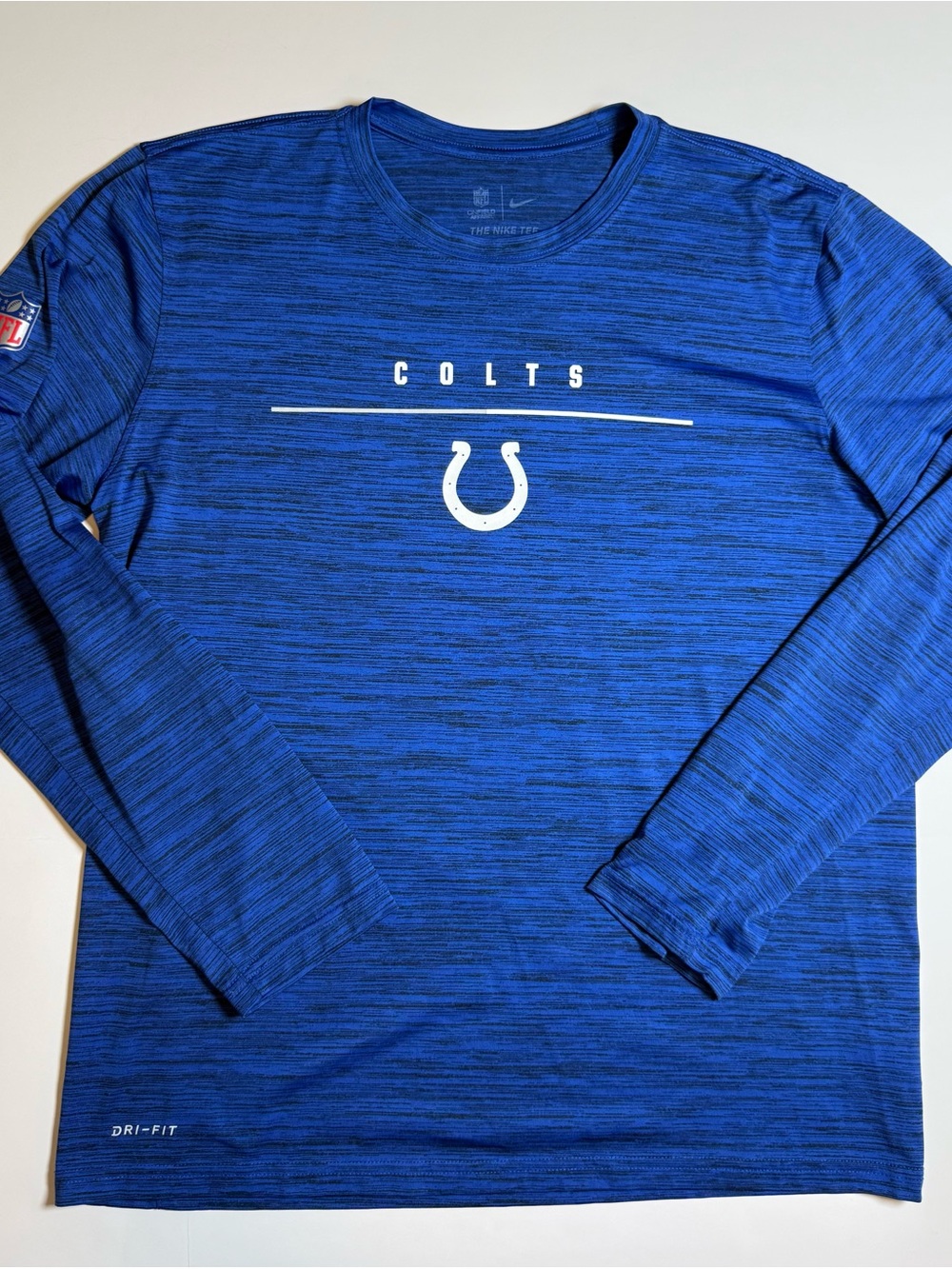 Nike Dri-FIT NFL Indianapolis Colts Football Long Sleeve Shirt Blue Men’s L